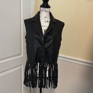 NWT know one cares Black Fringe Women's Vest